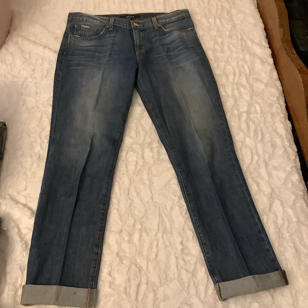 J BRAND 1216‎ AIDAN 28 BOYFRIEND FIT CROP Jean Woman SANTIAGO MEDIUM BLUE 📦